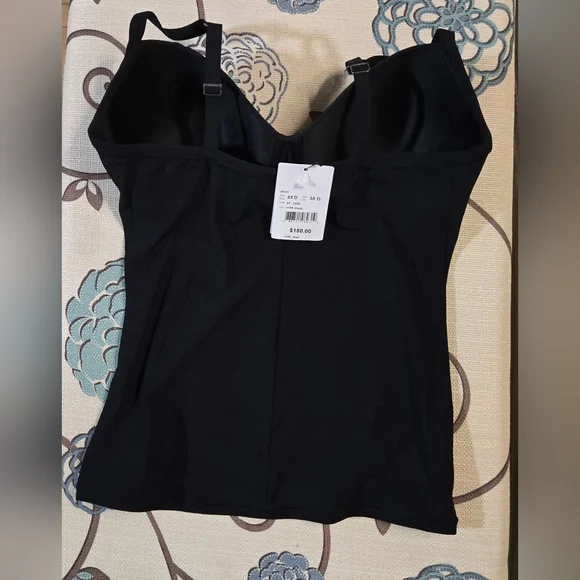 Hanro  Allure Built In Bra Camisole Top Womens Sz 38D Black Nwt - Picture 8 of 8